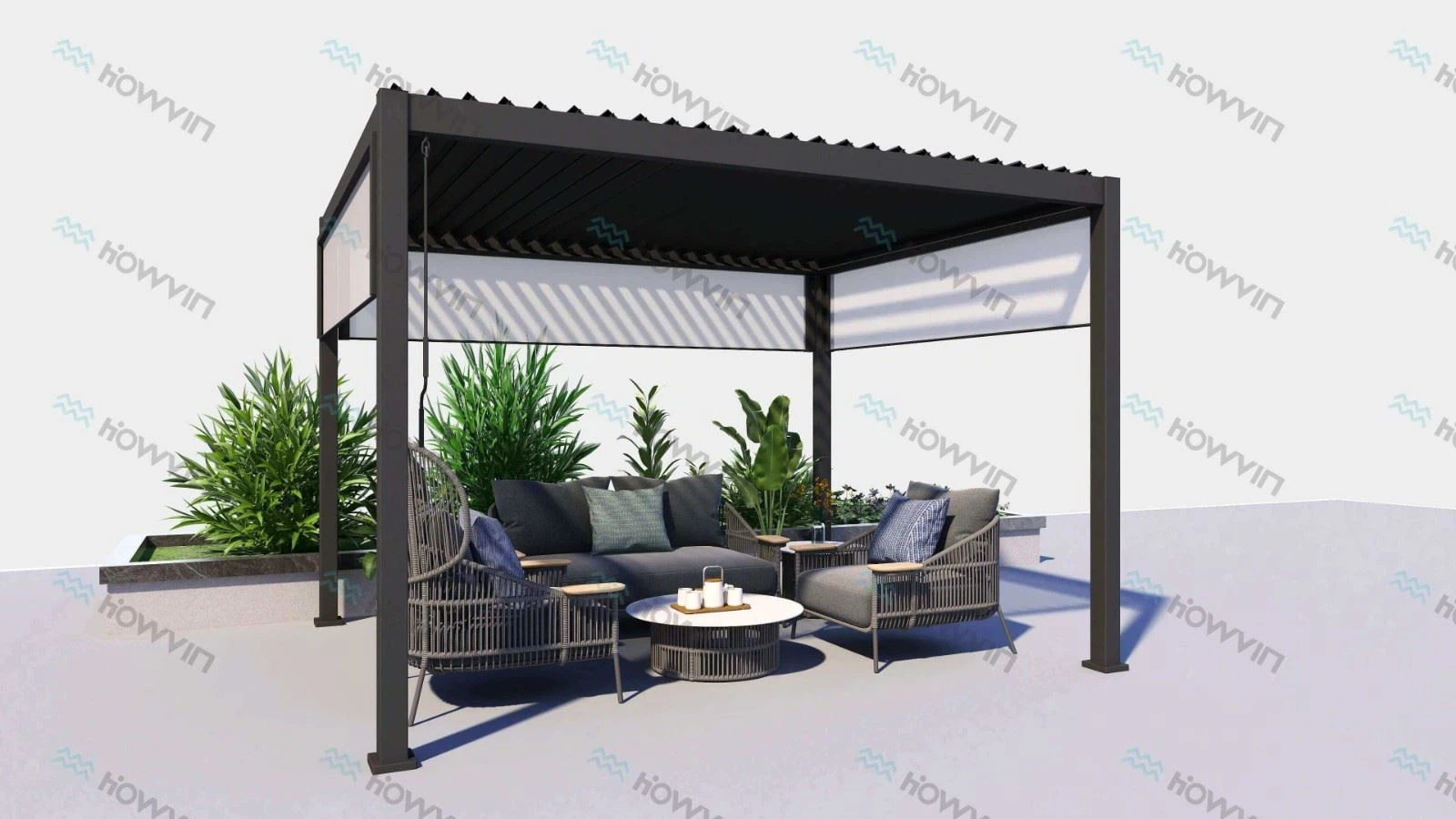 Terrace Aluminum Pergola-Black