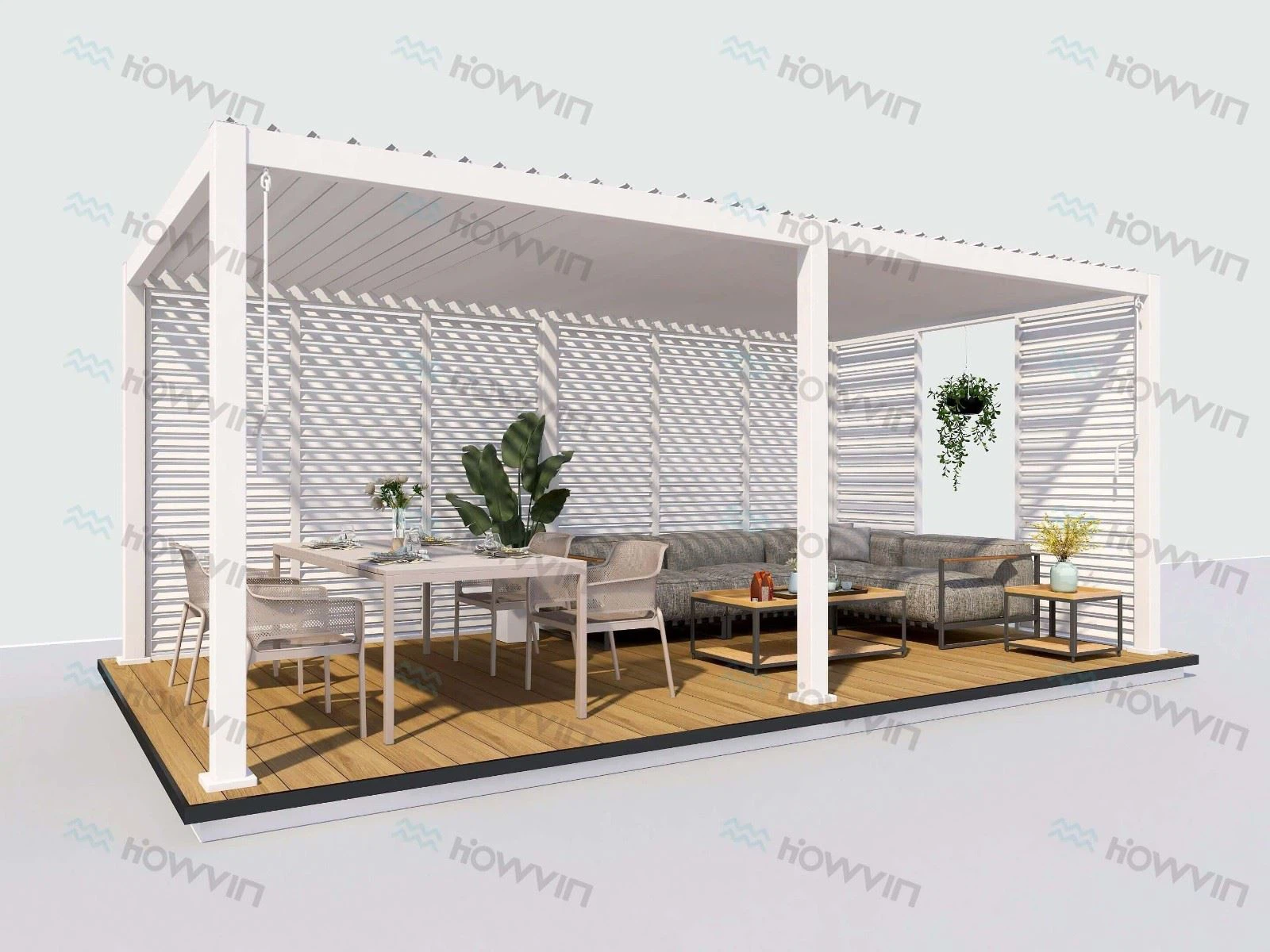 Terrace Patio Pergola with Fence